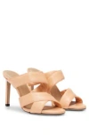 Hugo Boss Open-toe Mules In Nappa Leather With Padded Straps In Light Orange