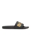 Hugo Boss Kirk Mens Italian-made Slides With Raised Logo In Black