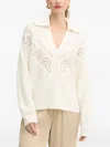 Hugo Boss Openwork Collared Sweater In Neutral