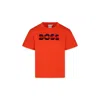 Hugo Boss Orange T-shirt For Boy With Logo In Red