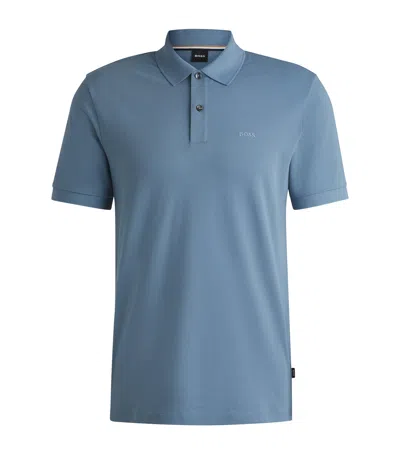 Hugo Boss Organic Cotton Pallas Polo Shirt In Blue