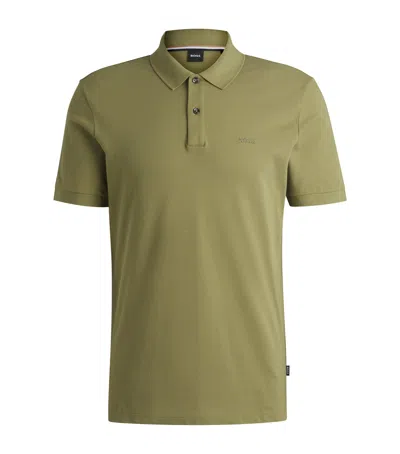 Hugo Boss Organic Cotton Pallas Polo Shirt In Green