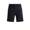 Shop Hugo Boss Ottoman-jersey Pajama Shorts With Embroidered Logo In Blue