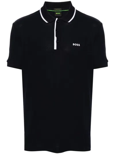 Hugo Boss Logo-print Piqué Polo Shirt In 402
