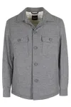 Hugo Boss Boss Brushed Flannel Overshirt With Quilted Interior In Gray