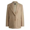 Hugo Boss Oversize-fit Blazer In Melange Wool In Beige