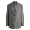 Hugo Boss Oversize-fit Blazer In Melange Wool In Silver