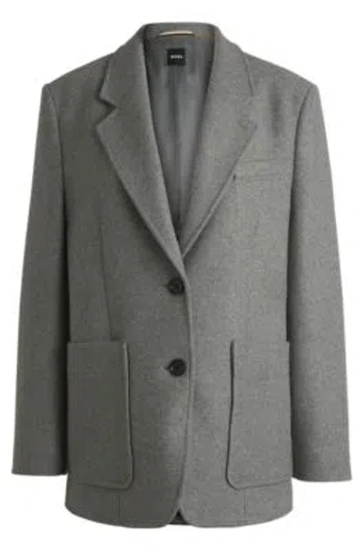 HUGO BOSS OVERSIZE-FIT BLAZER IN MELANGE WOOL