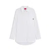 Hugo Boss Oversize-fit Blouse In Cotton Canvas With Embroidered Logo In White