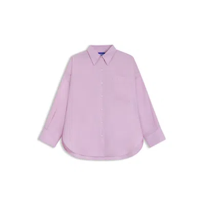 Hugo Boss Oversize-fit Blouse In Cotton Poplin In Pink