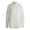 Hugo Boss Oversized-fit Blouse With Burnout Logo Print In White