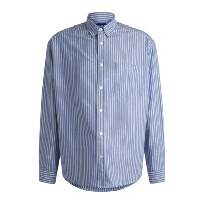 Hugo Boss Oversize-fit Button-down Shirt In Oxford Cotton In Blue