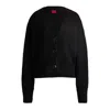 Hugo Boss Oversized-fit Cardigan With V Neckline And Cropped Length In Black