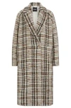 Hugo Boss Oversize-fit Coat In Checked Fabric With Wool In Patterned