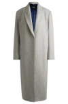 Hugo Boss Oversize-fit Coat In Wool With Cashmere In Silver