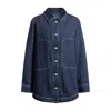 Hugo Boss Oversize-fit Denim Jacket With Contrast Stitching In Blue