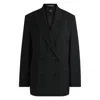 Hugo Boss Oversize-fit Double-breasted Blazer In Virgin Wool In Black