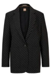 Hugo Boss Jakua Stripe Stretch Wool One-button Blazer In Black