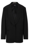 Hugo Boss Oversize-fit Jacket In Virgin-wool Twill In Black