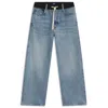 Hugo Boss Oversize-fit Jeans In Blue Denim With Jersey Waistband In Blue