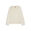 Hugo Boss Oversize-fit Knitted Sweater With Embroidered Logo In Neutral