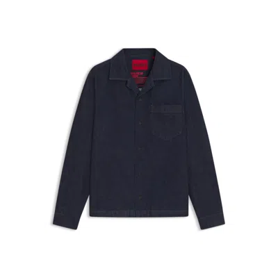 Hugo Boss Oversize-fit Overshirt In Japanese Rigid Denim In Black