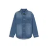 Hugo Boss Oversize-fit Shirt In Blue Striped Denim In Blue