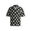 Hugo Boss Oversize-fit Shirt In Check-print Crochet In Black