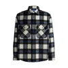 Hugo Boss Oversize-fit Shirt In Checked Brushed Fabric In White