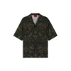 Hugo Boss Mens Open Green Graphic-print Short-sleeve Cotton Shirt Xl In Multi