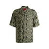Hugo Boss Oversize-fit Shirt In Python-print Poplin In Green