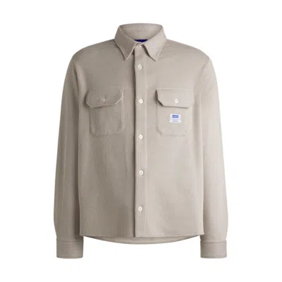 Hugo Boss Oversize-fit Shirt In Structured Cotton In White