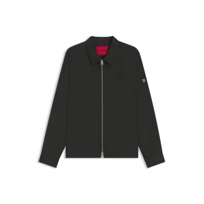 Hugo Boss Oversize-fit Shirt In Water-repellent Canvas In Black