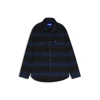 Hugo Boss Oversize-fit Shirt With Shadow Stripe In Multi