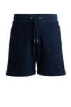 Hugo Boss Oversize-fit Shorts With Silver-tone Trims In Dark Blue