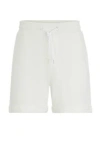 Hugo Boss Oversize-fit Shorts With Silver-tone Trims In White