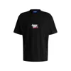 Hugo Boss Oversize-fit T-shirt In Cotton With Happy Hugo Logo In Black