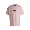 Hugo Boss Oversize-fit T-shirt In Cotton With Happy Hugo Logo In Pink