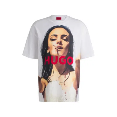 Hugo Boss Oversize-fit T-shirt In Cotton With High-impact Print In White
