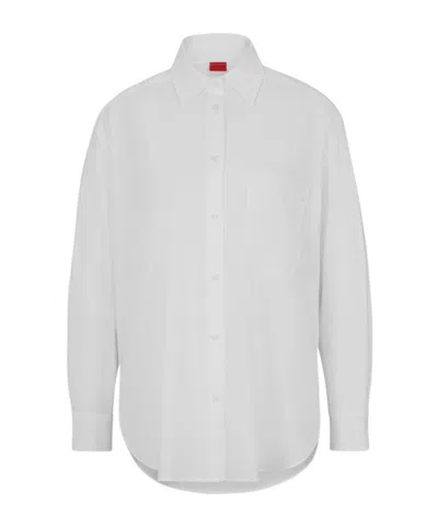 Hugo Boss Oversize Long-sleeve Plain Shirt In White