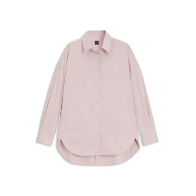 Hugo Boss Oversized-fit Blouse In Cotton Poplin In Green