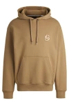 Hugo Boss Oversized-fit Hoodie In Cotton With Double B Monogram In Beige