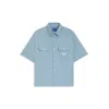 Hugo Boss Oversized-fit Shirt In Cotton Twill With Zip Closure In Blue