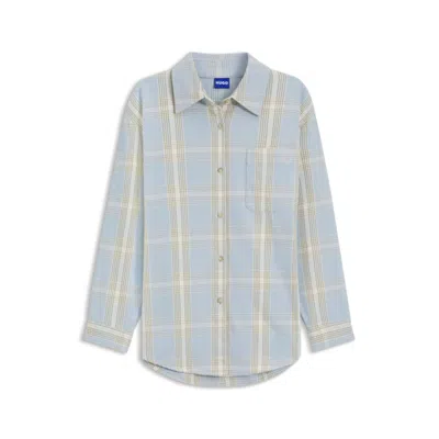 Hugo Boss Oversized-fit Shirt In Glen-check Cotton Twill In Blue