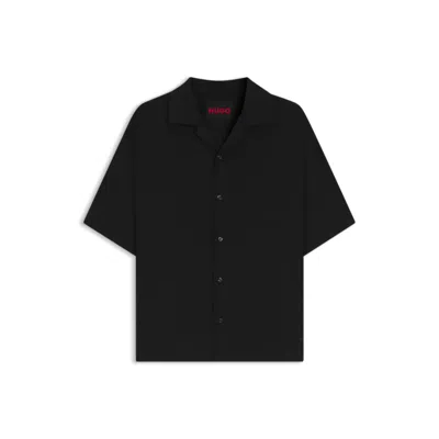 Hugo Boss Oversize-fit Shirt In Broderie-anglaise Cotton In Black