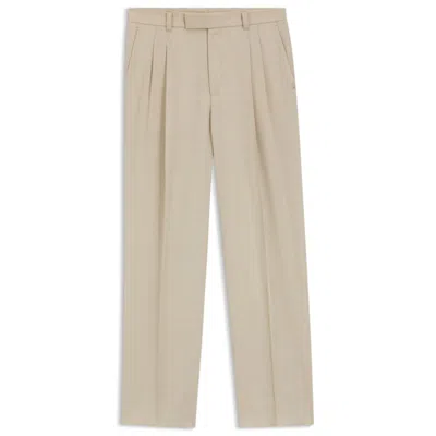 Hugo Boss Oversized-fit Trousers In Twill In Neutral
