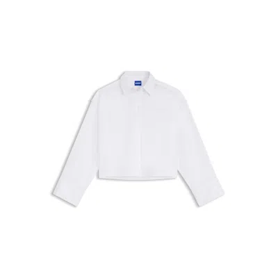 Hugo Boss Oversized Pinstriped Cotton Shirt With Open-cut Hem In White
