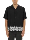 Hugo Boss Oversized-fit Shirt With Smoke Logo-print Hem In Black