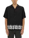 Hugo Boss Oversized-fit Shirt With Smoke Logo-print Hem In Black