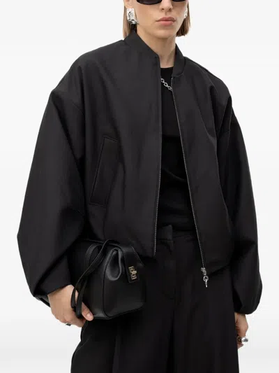 Hugo Boss Oversized Zip-up Bomber Jacket In Black